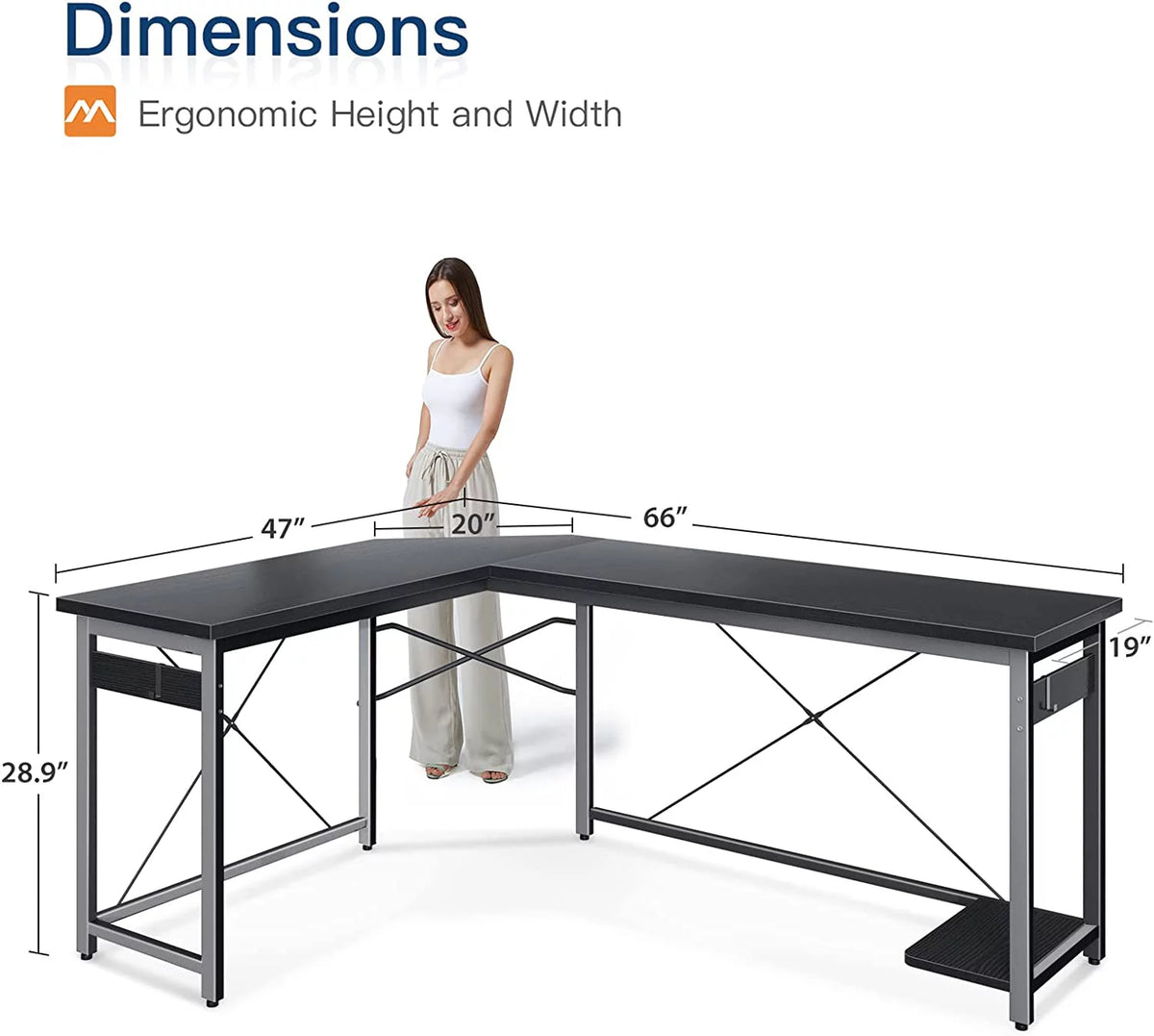 66" L Shaped Black Gaming Desk M152722