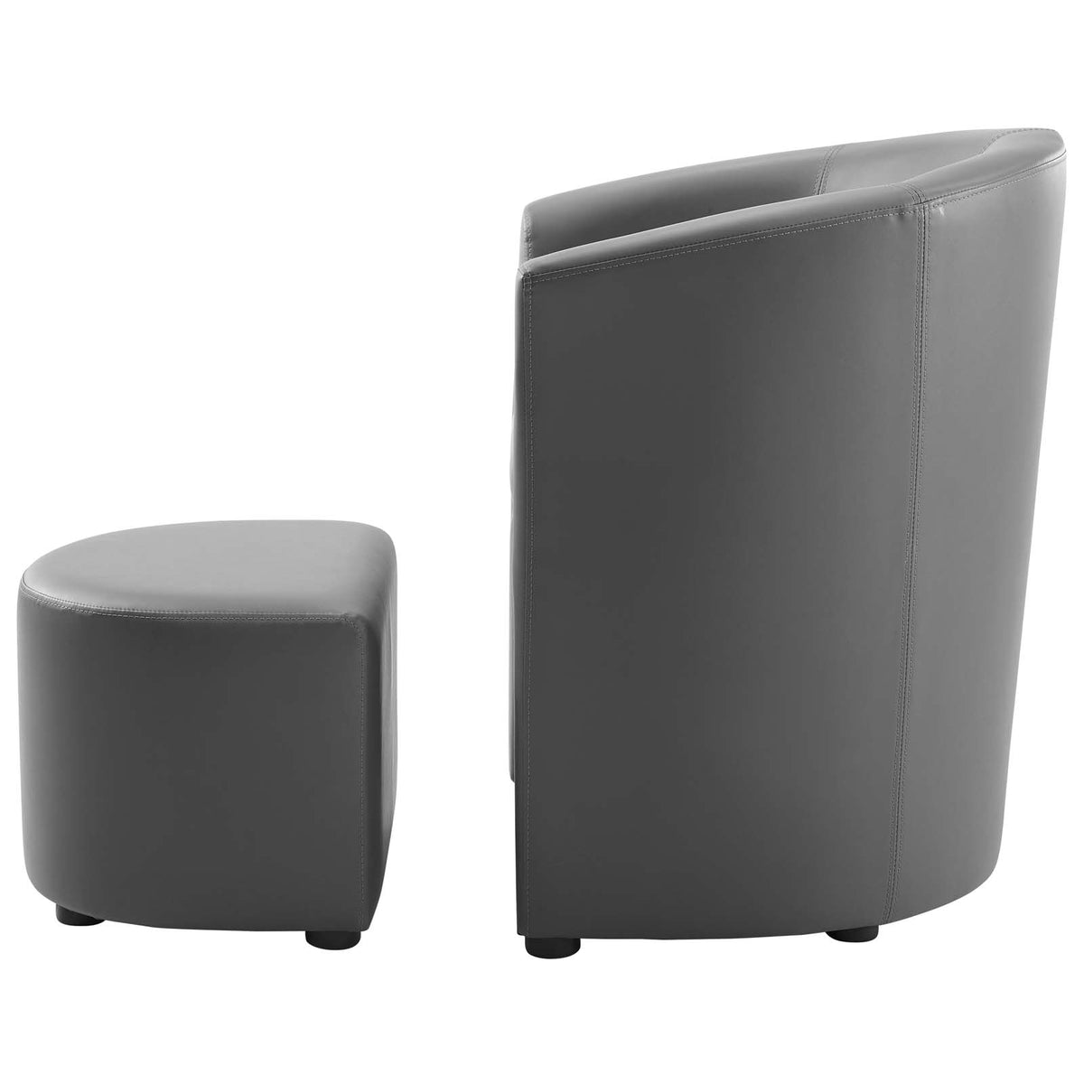 Grey Faux Leather Armchair and Ottoman F1868