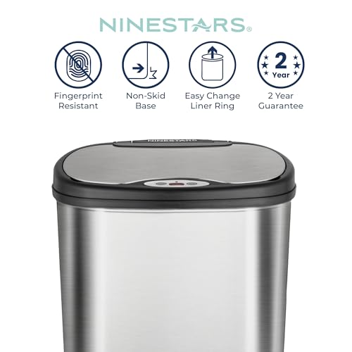 13 Gallon Stainless Steel Automatic Motion Sensor Trash Can T370