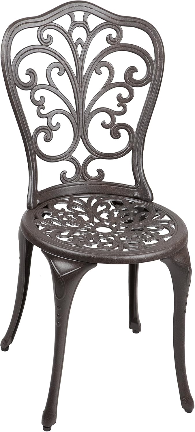 Cast Aluminum 3-Piece Bistro Set Two Chairs & Table Antique Bronze Finish V278924