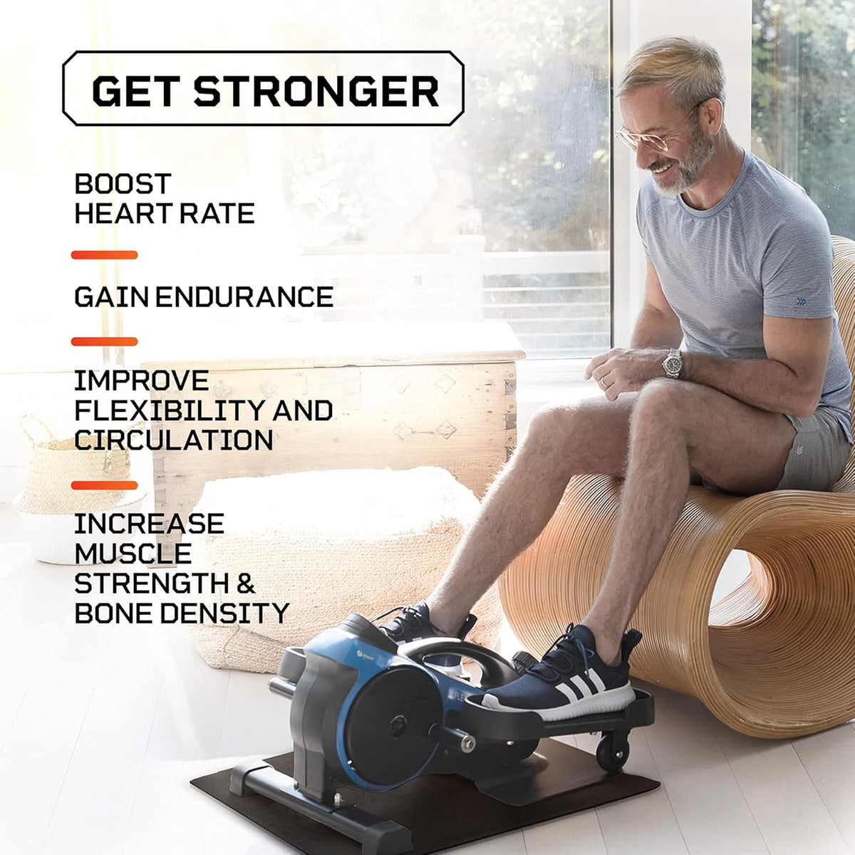 Blue Under Desk Elliptical Trainer with Adjustable Resistance G428191