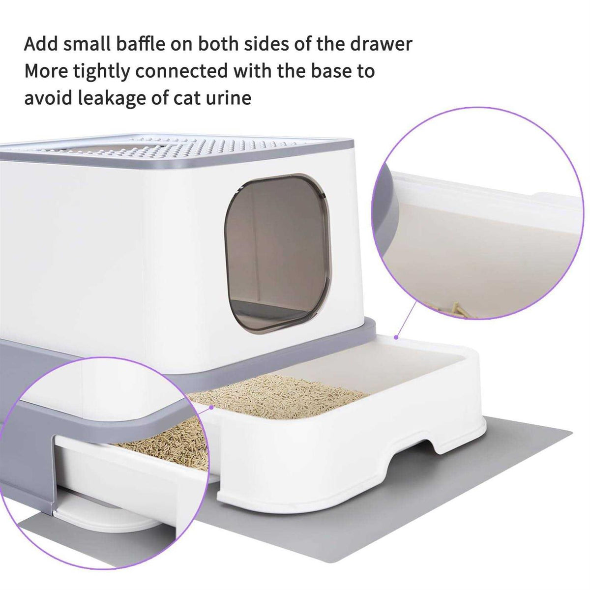 Large Top Entry Anti-Splashing Cat Litter Box with Lid G512459
