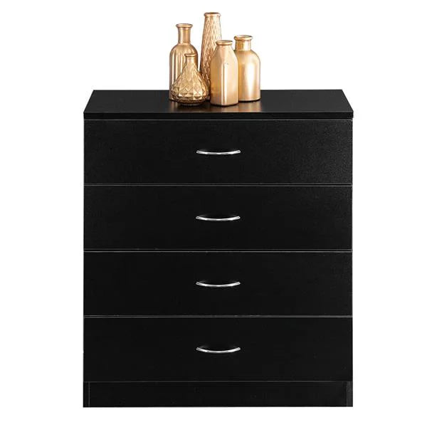 Black 4 Drawer Bedside Table O529459