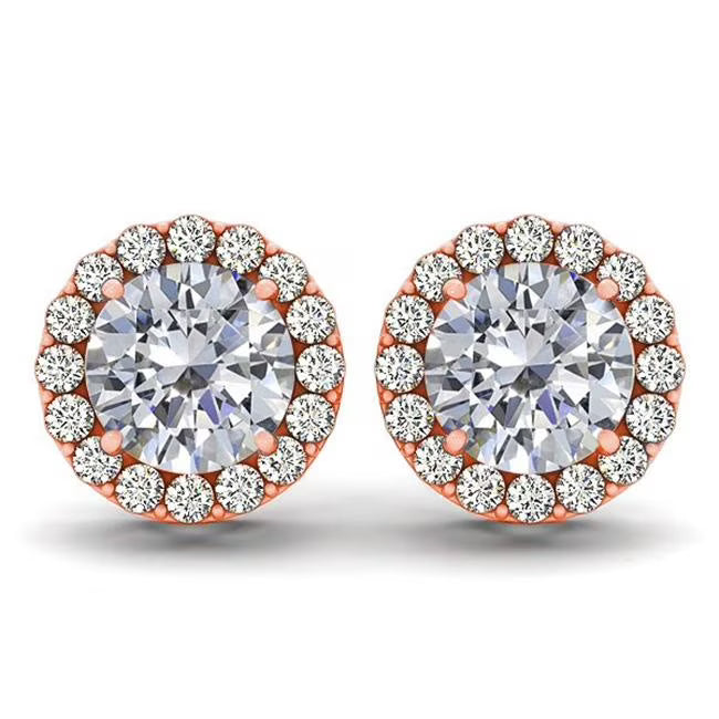 14K Rose Gold Diamond Stud Earrings M55516