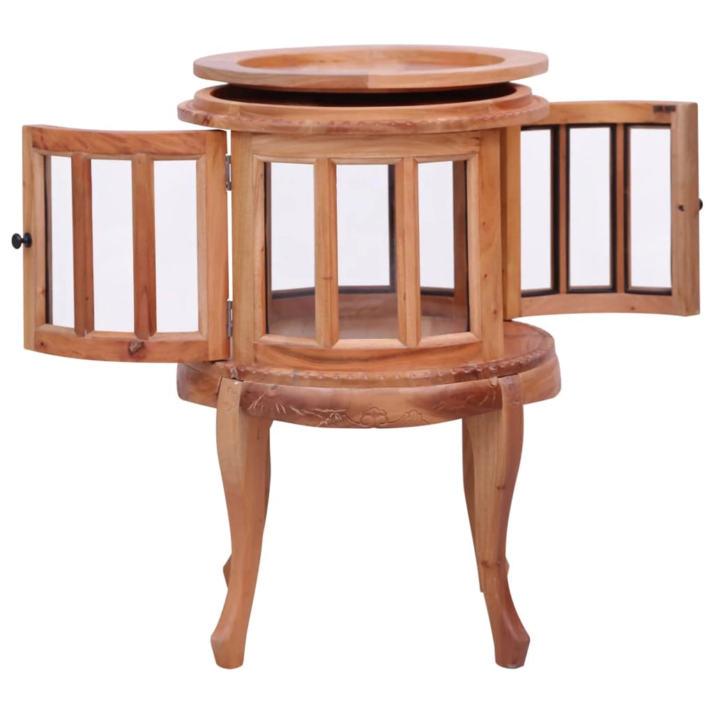 Mahogany Wood Storage Cabinet with 2 Glass Doors X883945