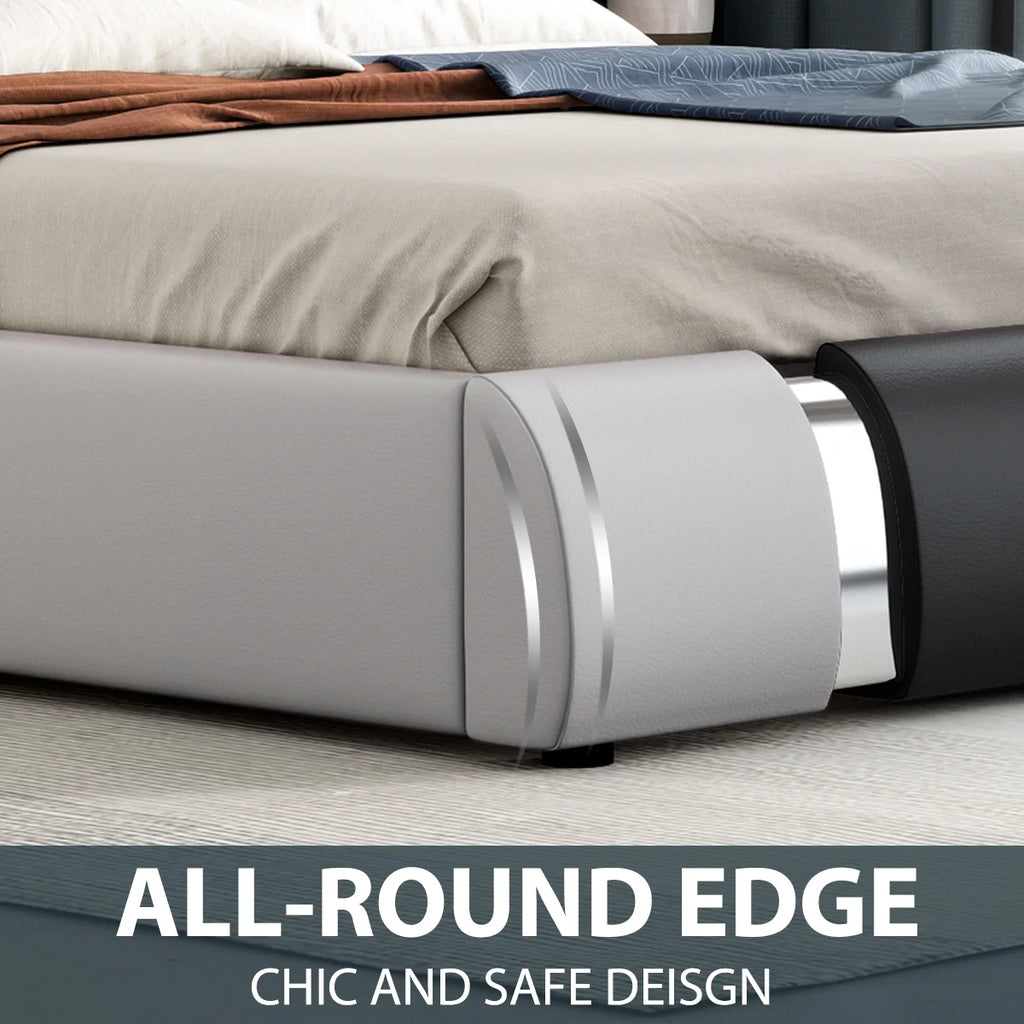 King Size Bed Frame with Adjustable Headboard O330485