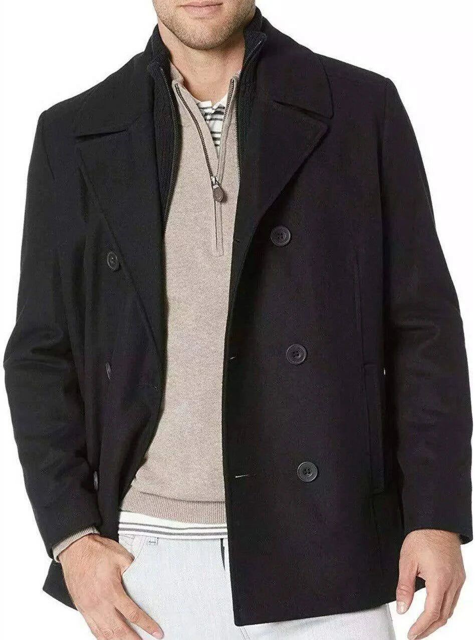 Black Wool Peacoat A3387