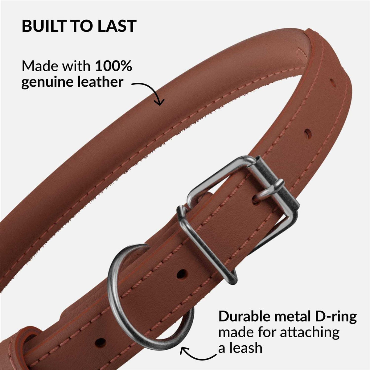 Rolled Leather Dog Collar X1201