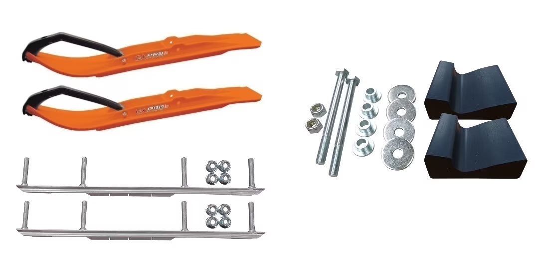 Orange XT Snowmobile Skis Complete Kit W2076
