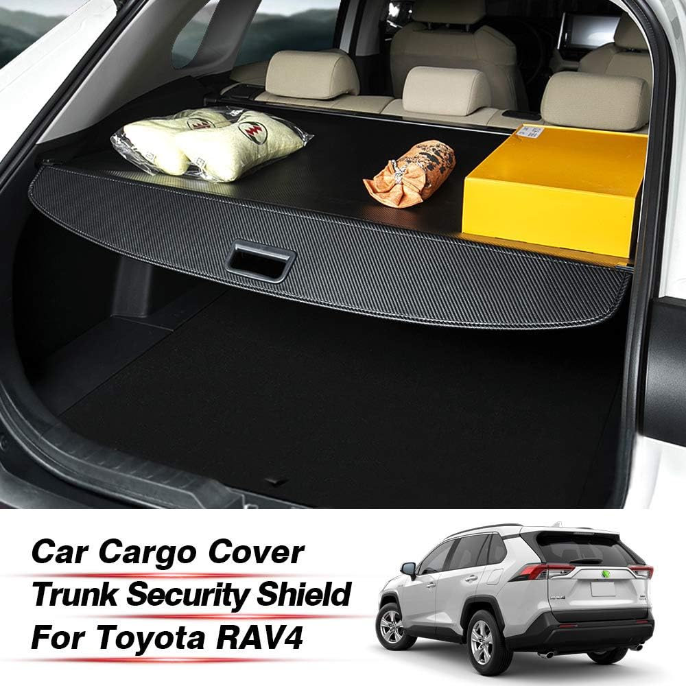 Black Carbon Fiber Texture Retractable Rear Trunk Cover Pack of 2 C130106