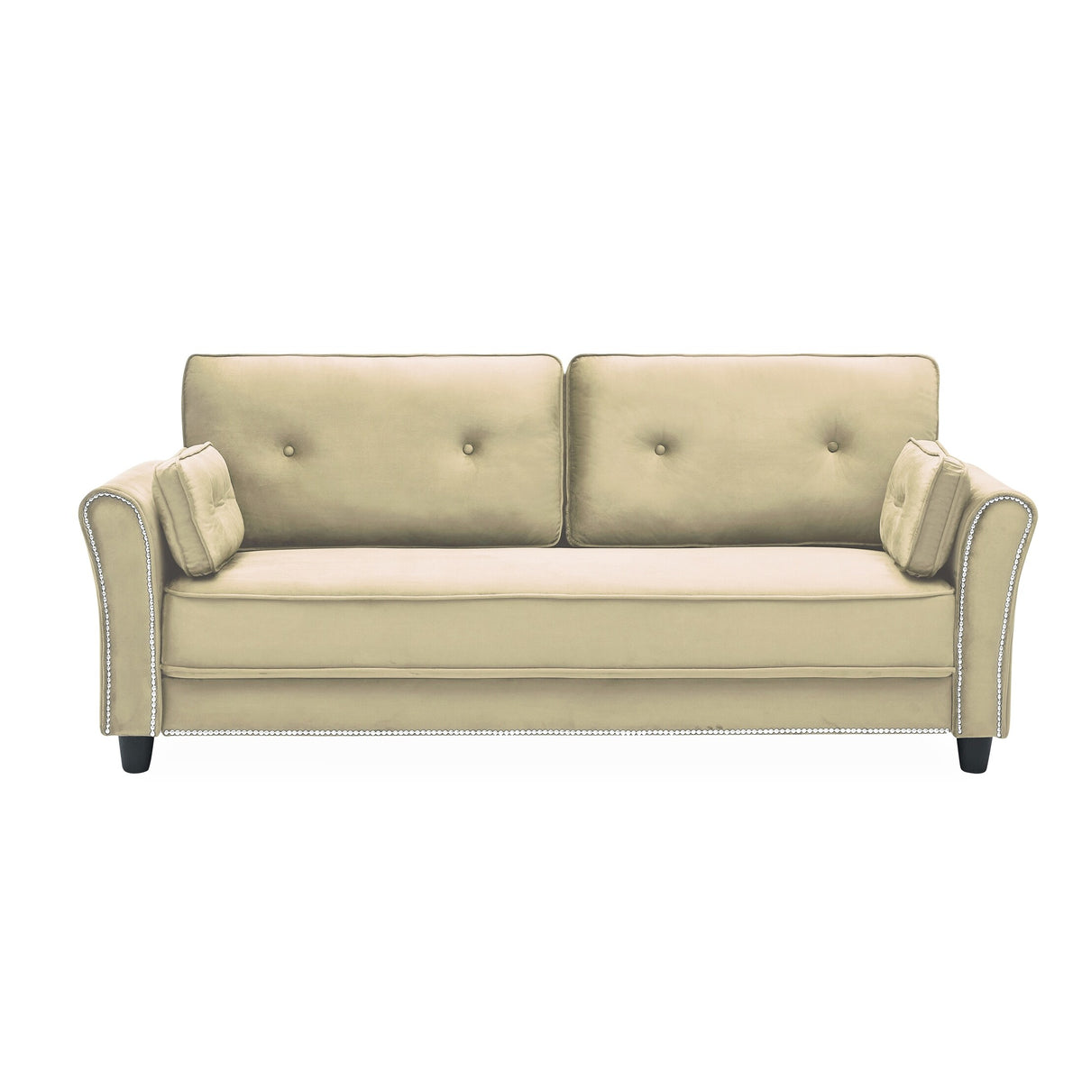 Grey Velvet Loveseat Sofa with Two Pillows C236512