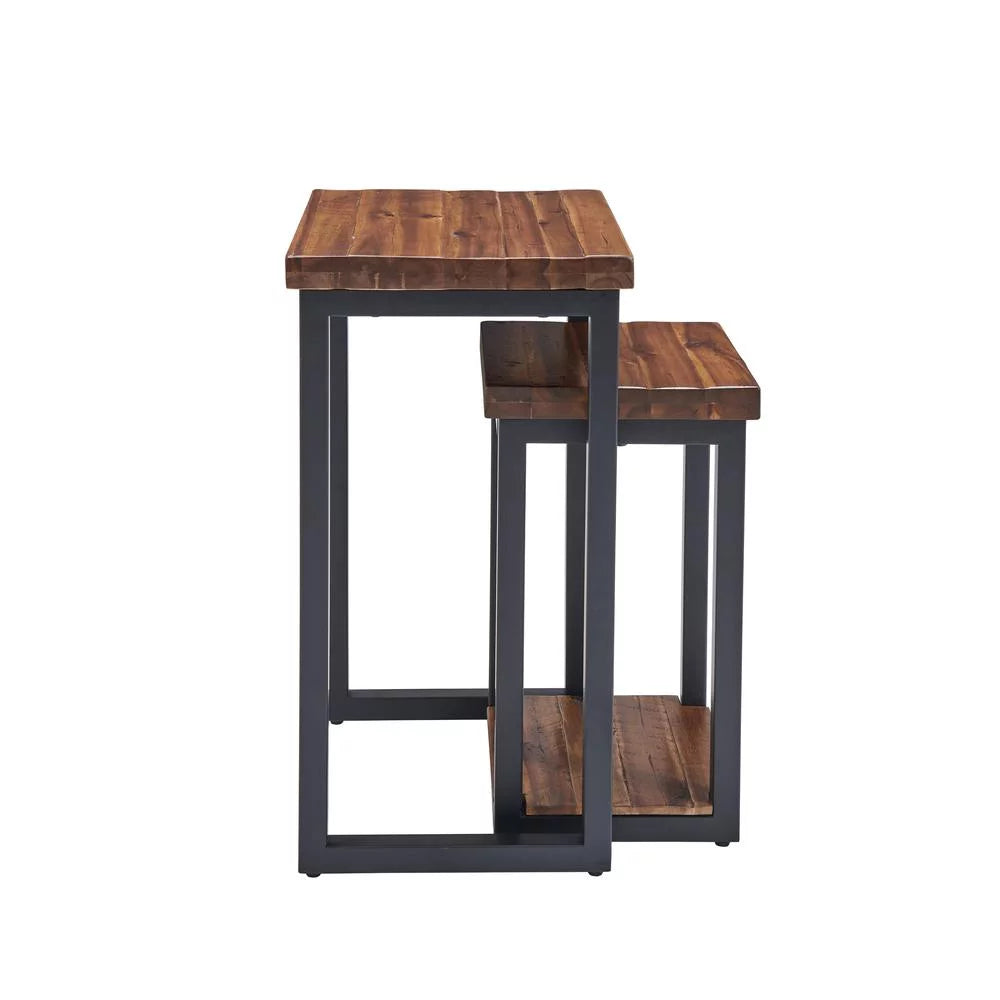 Rustic Wood Nesting End Tables Set of Two J3151
