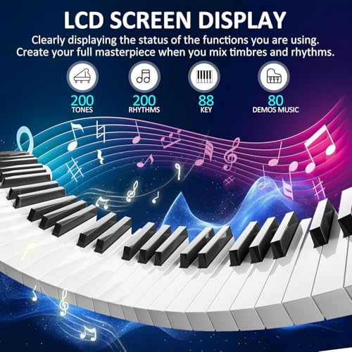 88 Key Semi Weighted Digital Piano with Sustain Pedal, Stand, Carrying Case, Headphones X326