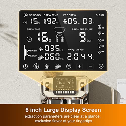 Espresso Machine with Milk Frother, Semi Automatic Coffee Machine with Grinder, 15 Bar Pressure Pump T50985