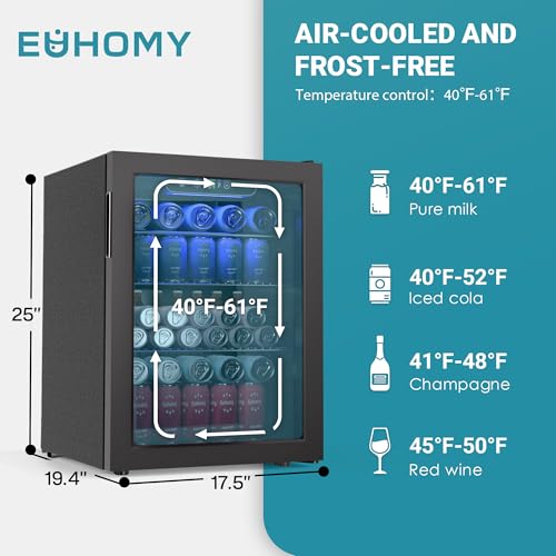 100 Can Beverage Refrigerator Mini Fridge with Glass Door, 2.7 cu.ft Z3716