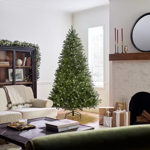 Pre-Lit Artificial Full Downswept Christmas Tree, Green, Dual Color LED Lights, 7.5 feet L99104