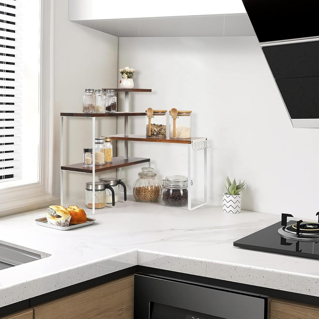 4-Tier Countertop Shelf with Hooks T7033