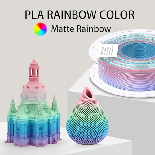 Matte Rainbow 3D PLA Printer Filament 1.75 mm 1kg B732361