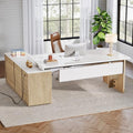 74.8" L Shaped Computer Desk with Shelves and CPU Storage, Black and Brown I1544