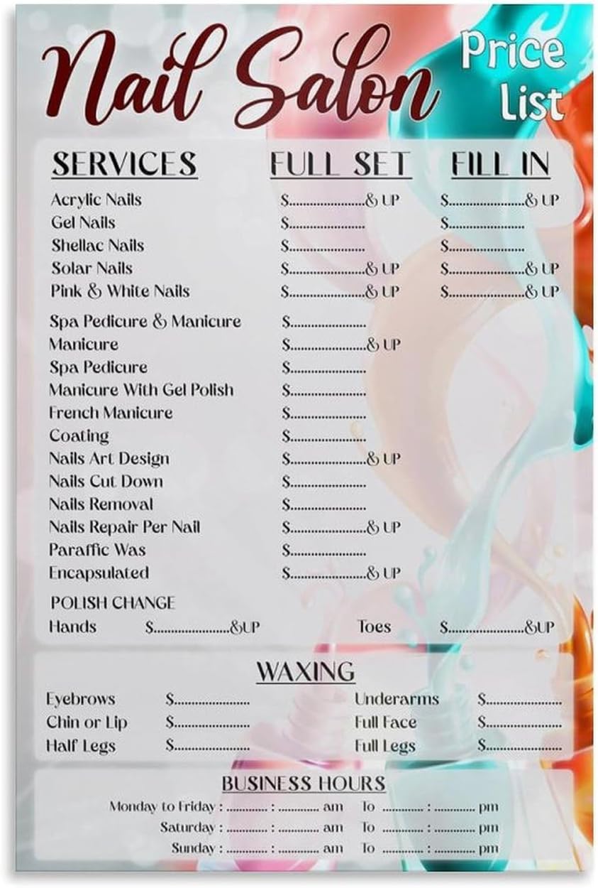 Canvas Poster Price List Art Poster N658125