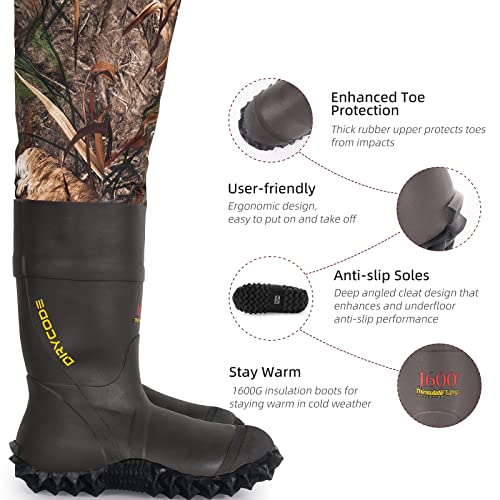 Waterproof Fleece-Lined Insulated Chest Waders with 1600g Boots F2952