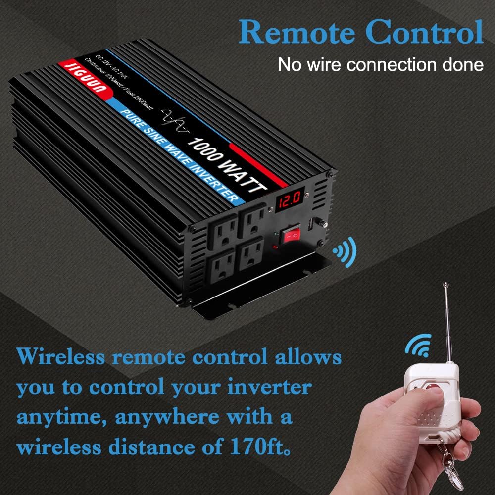 1000 Watt Pure Sine Wave Power Inverter DC 12V to AC 110V Converter U46101