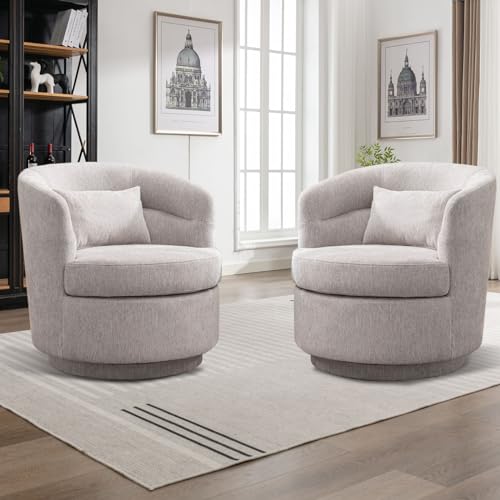 Grey Swivel Barrel Chair with Pillow Z219