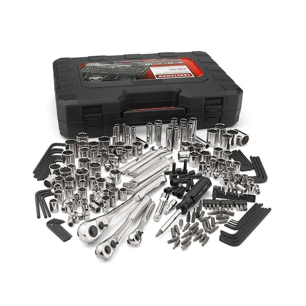 230 Piece Silver Finish Standard Metric Mechanics Tool Set P89646