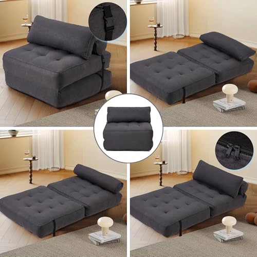 Grayish Blue Folding Sofa Bed with Corduroy Fabric J851058