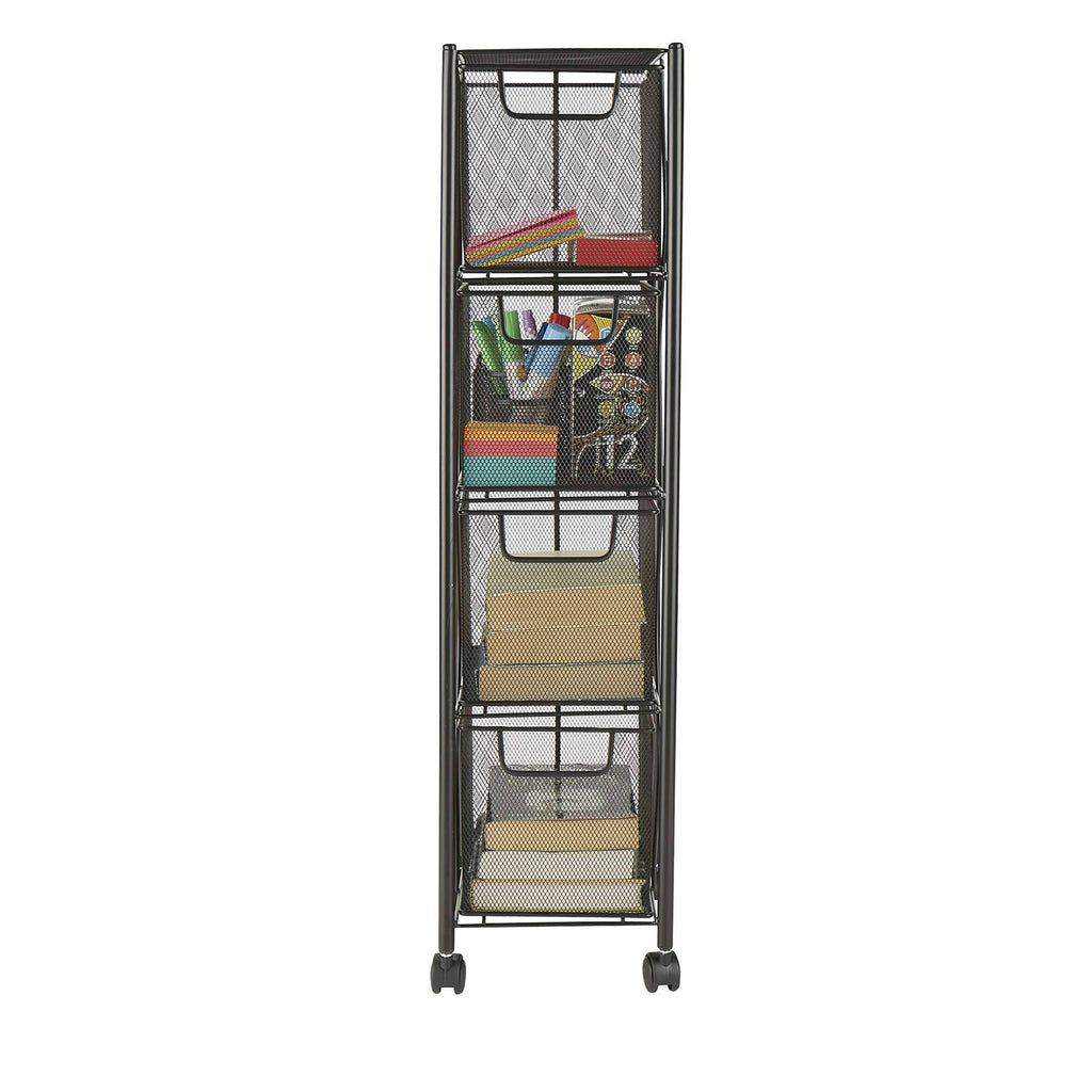 4 Drawer Rolling Mesh Metal Cart W910