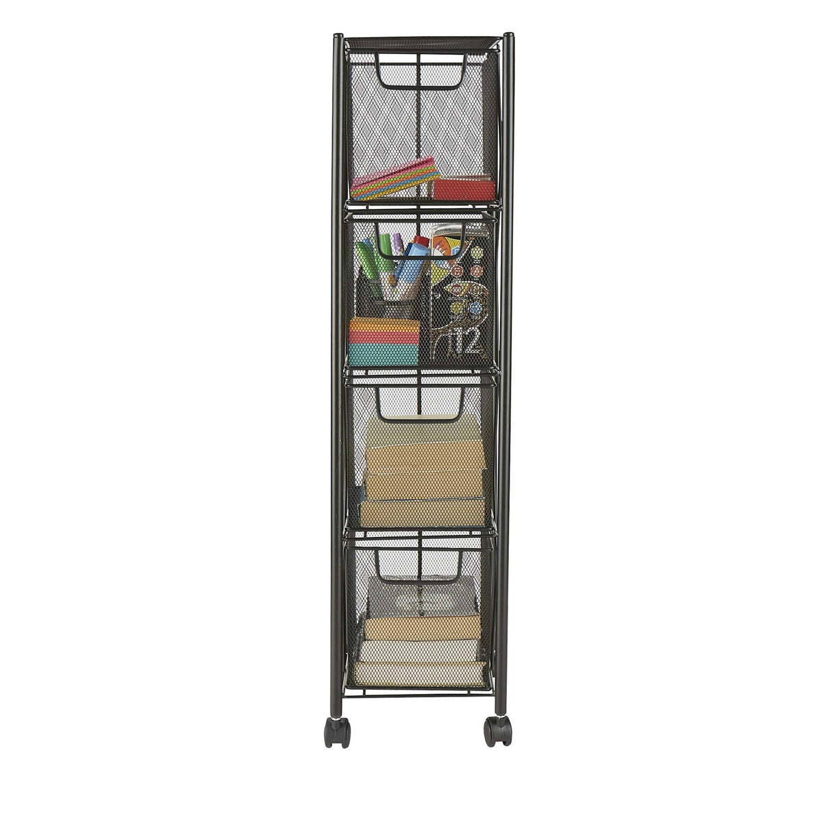 4 Drawer Rolling Mesh Metal Cart W910
