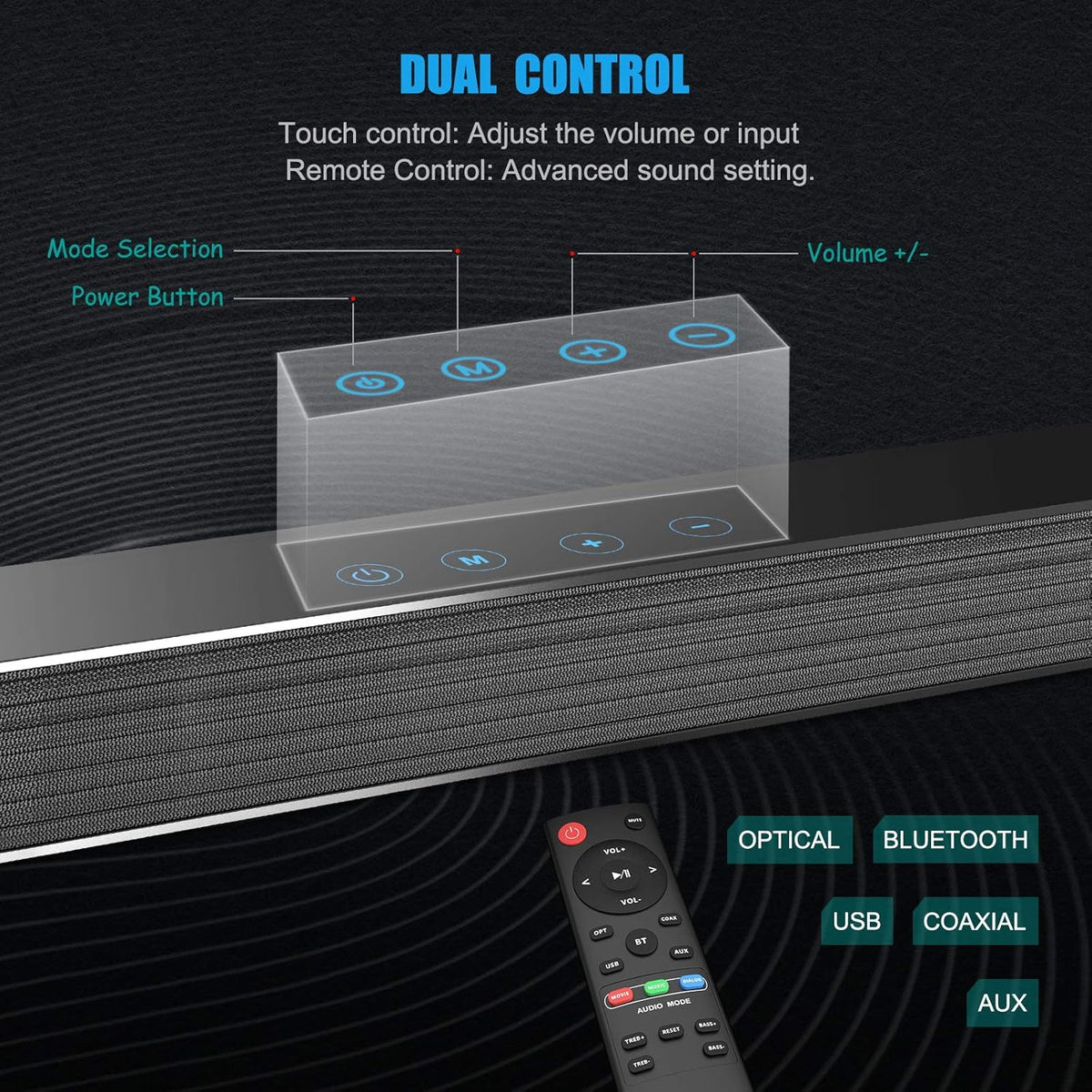 150W Wired & Wireless Bluetooth Sound Bar with Subwoofer P733263