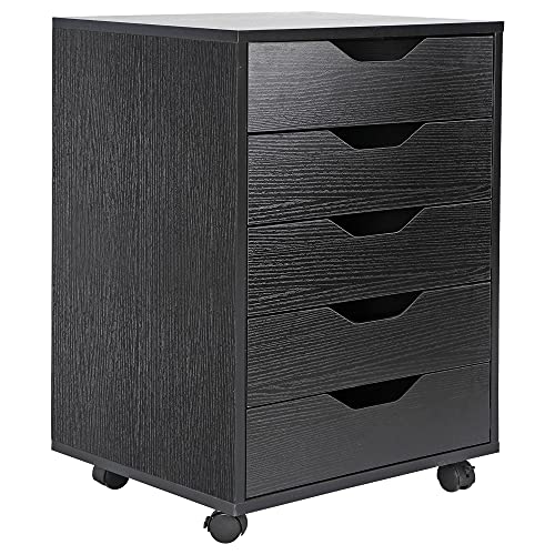 White 5 Drawer Mobile File Cabinet with Casters N62574