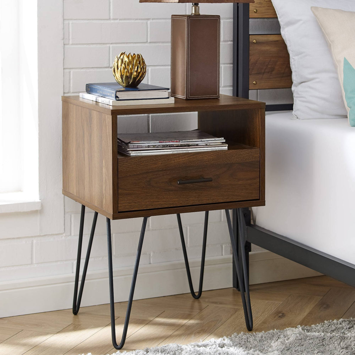 Dark Walnut Single Drawer Side Table K53873