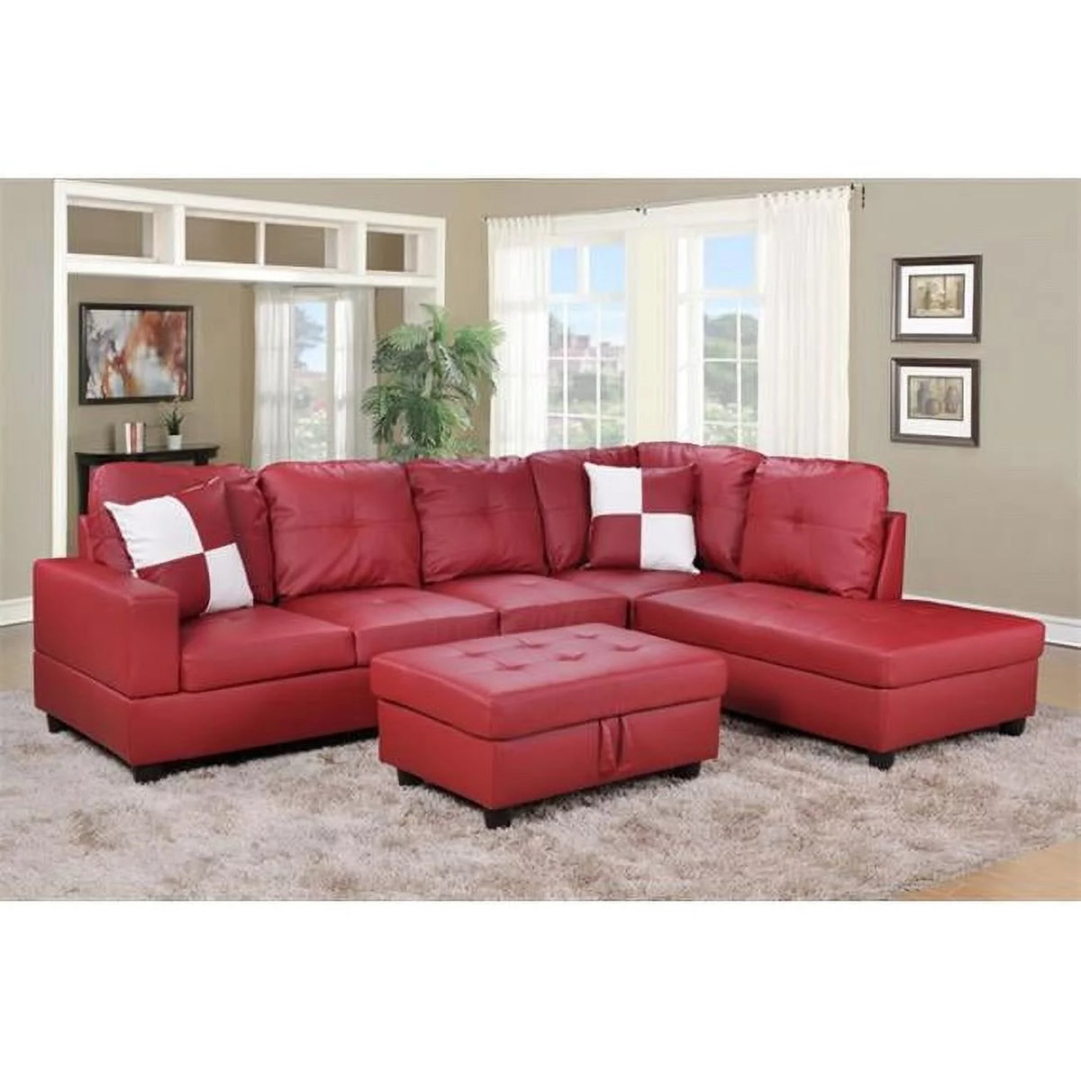 Red Right Hand Facing Sectional Sofa K657992