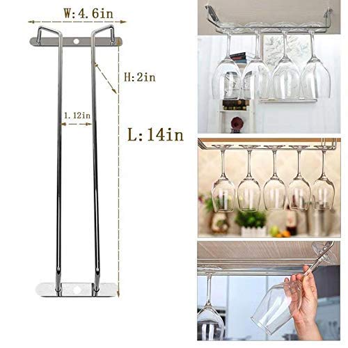 Black Stainless Steel Under Cabinet Wine Glass Rack Set of 4 C307435