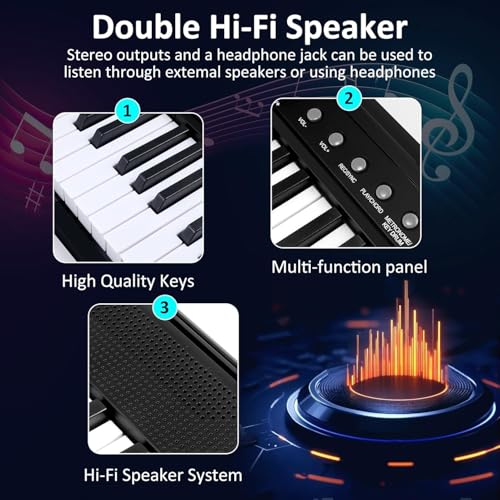 88 Key Semi Weighted Digital Piano with Sustain Pedal, Stand, Carrying Case, Headphones X326