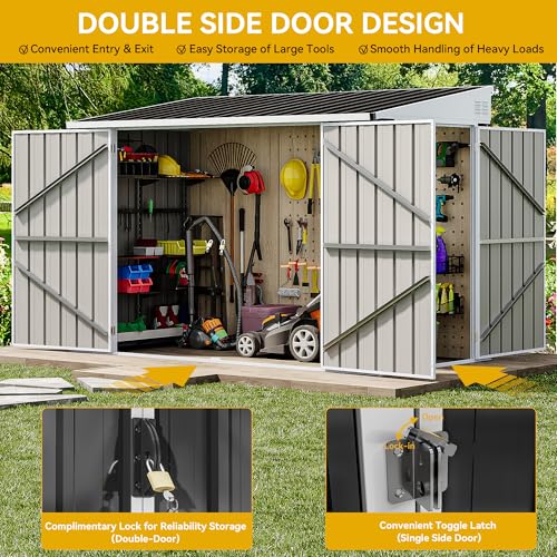 10x8 FT Outdoor Storage Shed Dark Gray Metal F367