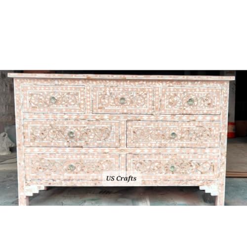 Pink Gray Hand Painted Wooden Chest of Drawers E323