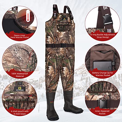 Waterproof Fleece-Lined Insulated Chest Waders with 1600g Boots F2952