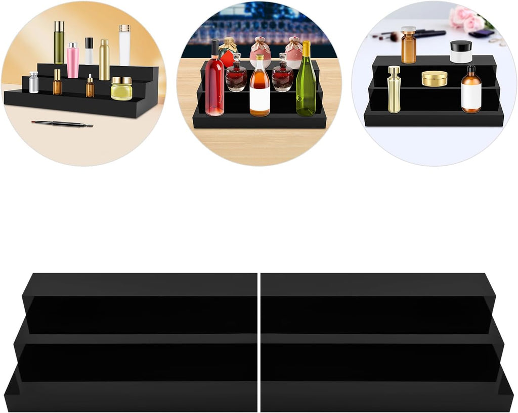 Black 3 Tier Acrylic Wine Bottle Rack 2PCS J90876