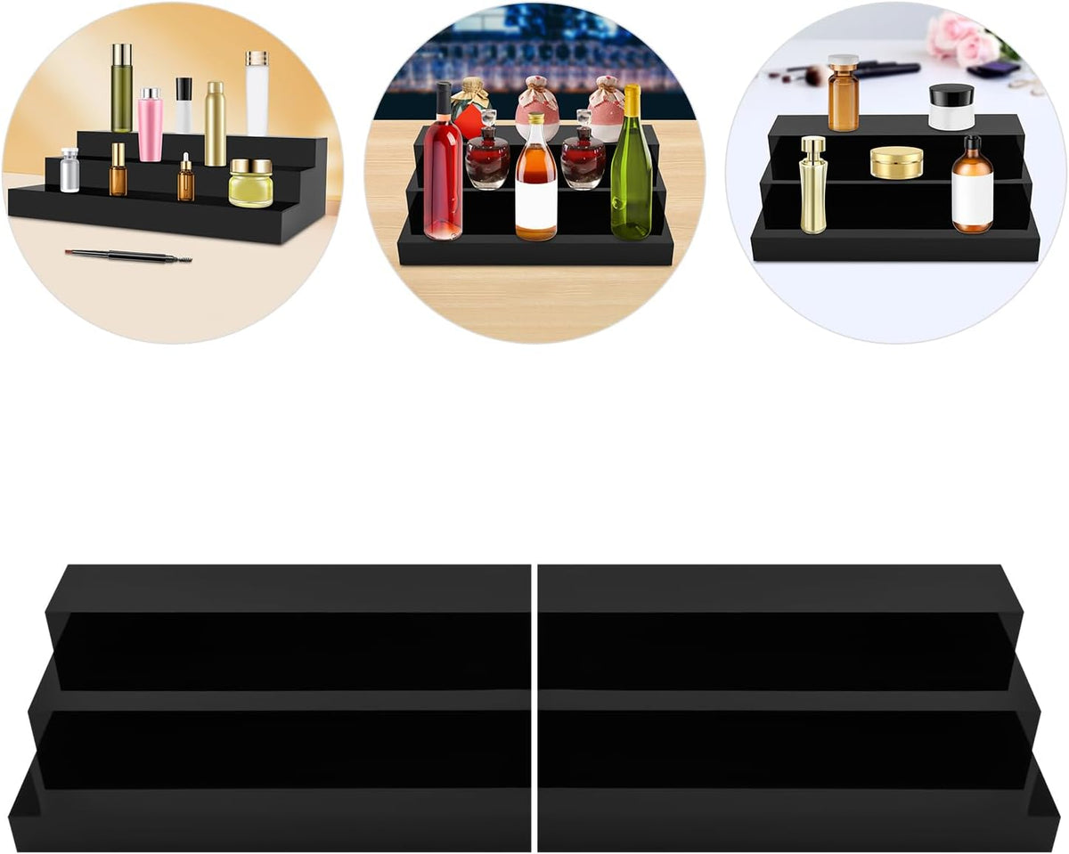 Black 3 Tier Acrylic Wine Bottle Rack 2PCS J90876