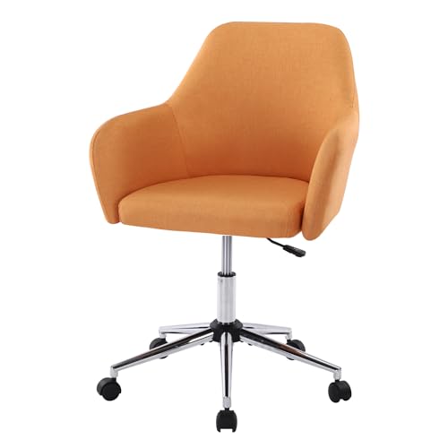 Beige Cotton Linen Swivel Desk Chair with Wheels N2846