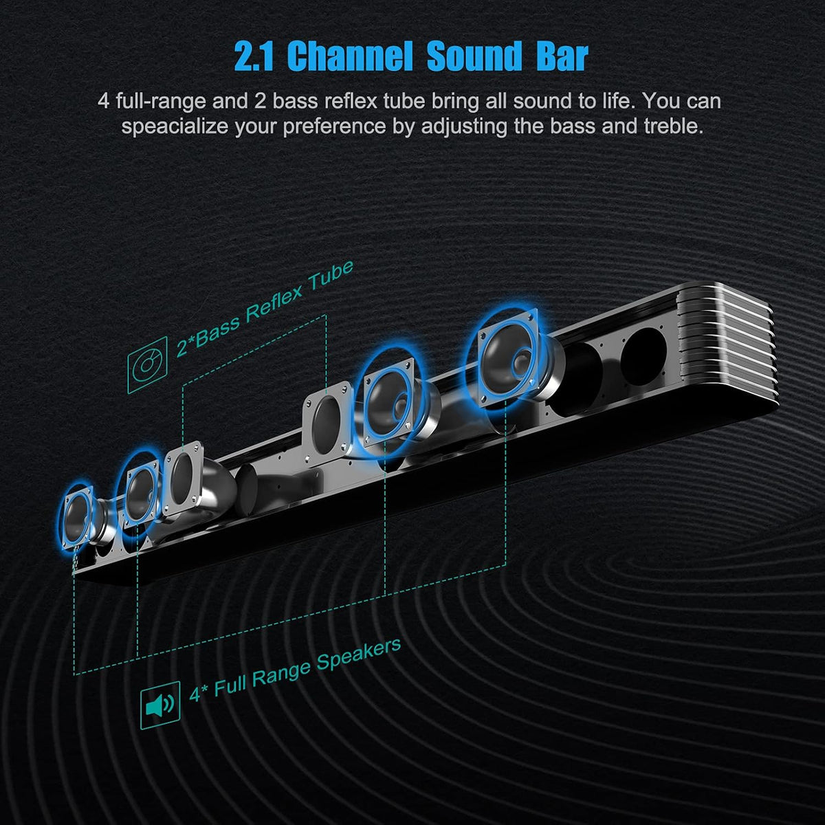 150W Wired & Wireless Bluetooth Sound Bar with Subwoofer P733263