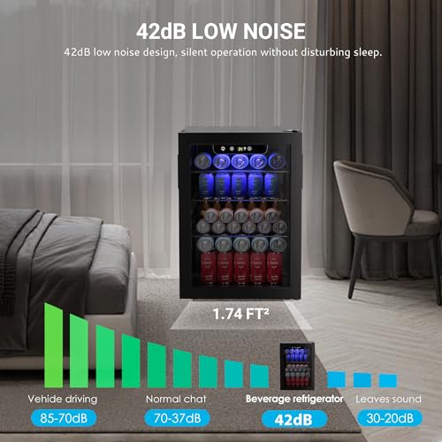 100 Can Beverage Refrigerator Mini Fridge with Glass Door, 2.7 cu.ft Z3716