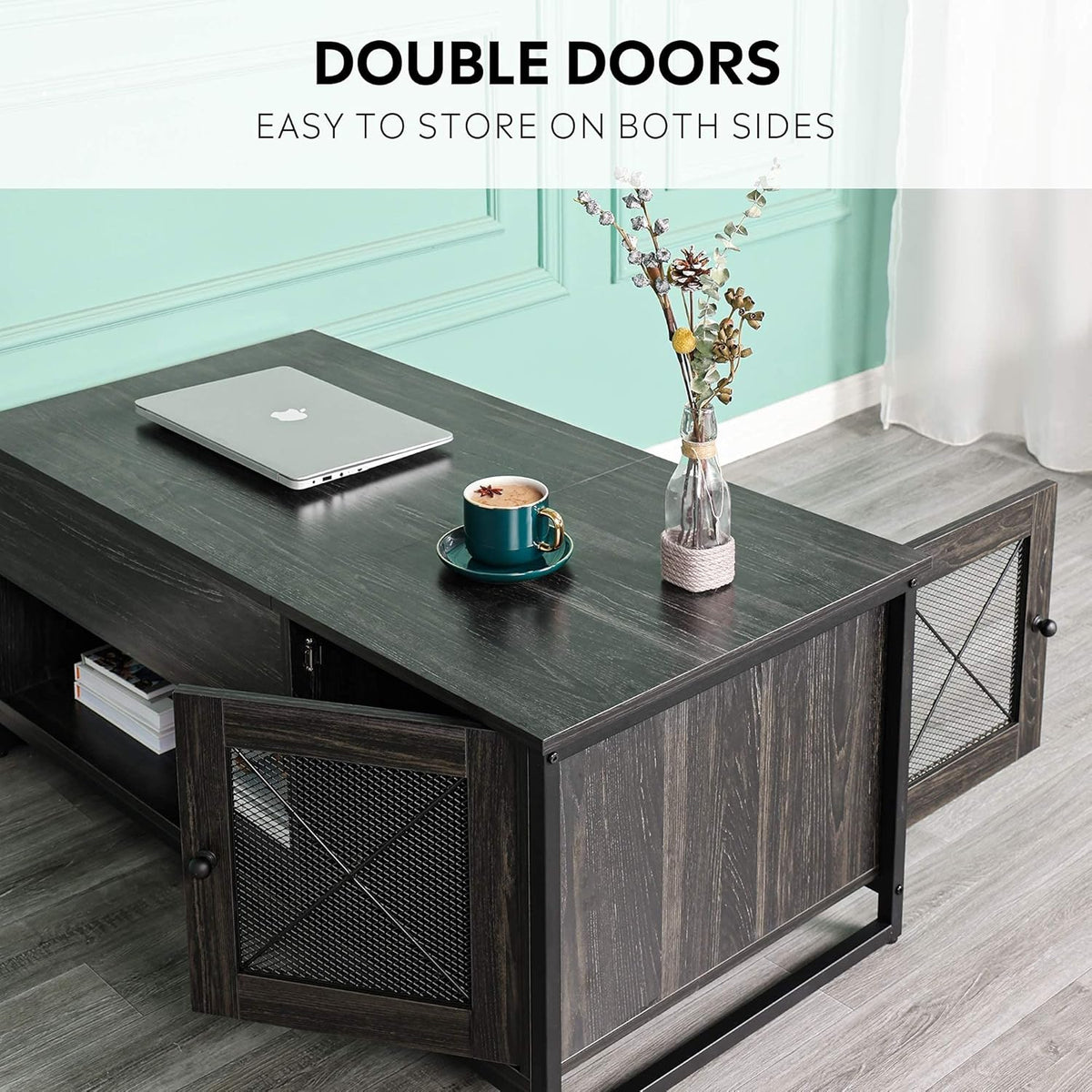 Industrial Lift Top Coffee Table with Hidden Compartment W390036