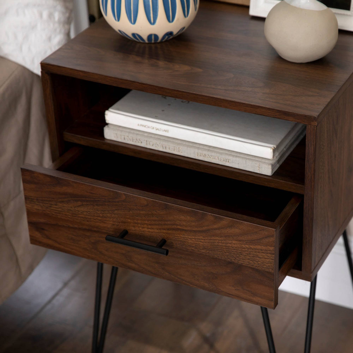 Dark Walnut Single Drawer Side Table K53873