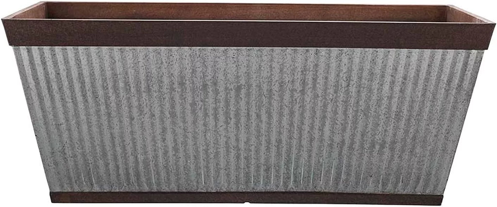 24 Inch Outdoor Deck Rail Textured Resin Planter Y84486