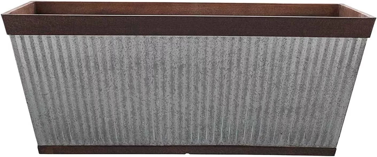 24 Inch Outdoor Deck Rail Textured Resin Planter Y84486