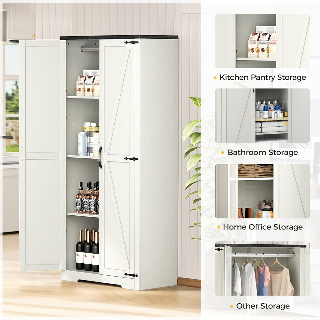 White 72" Wardrobe Closet with Doors K3507